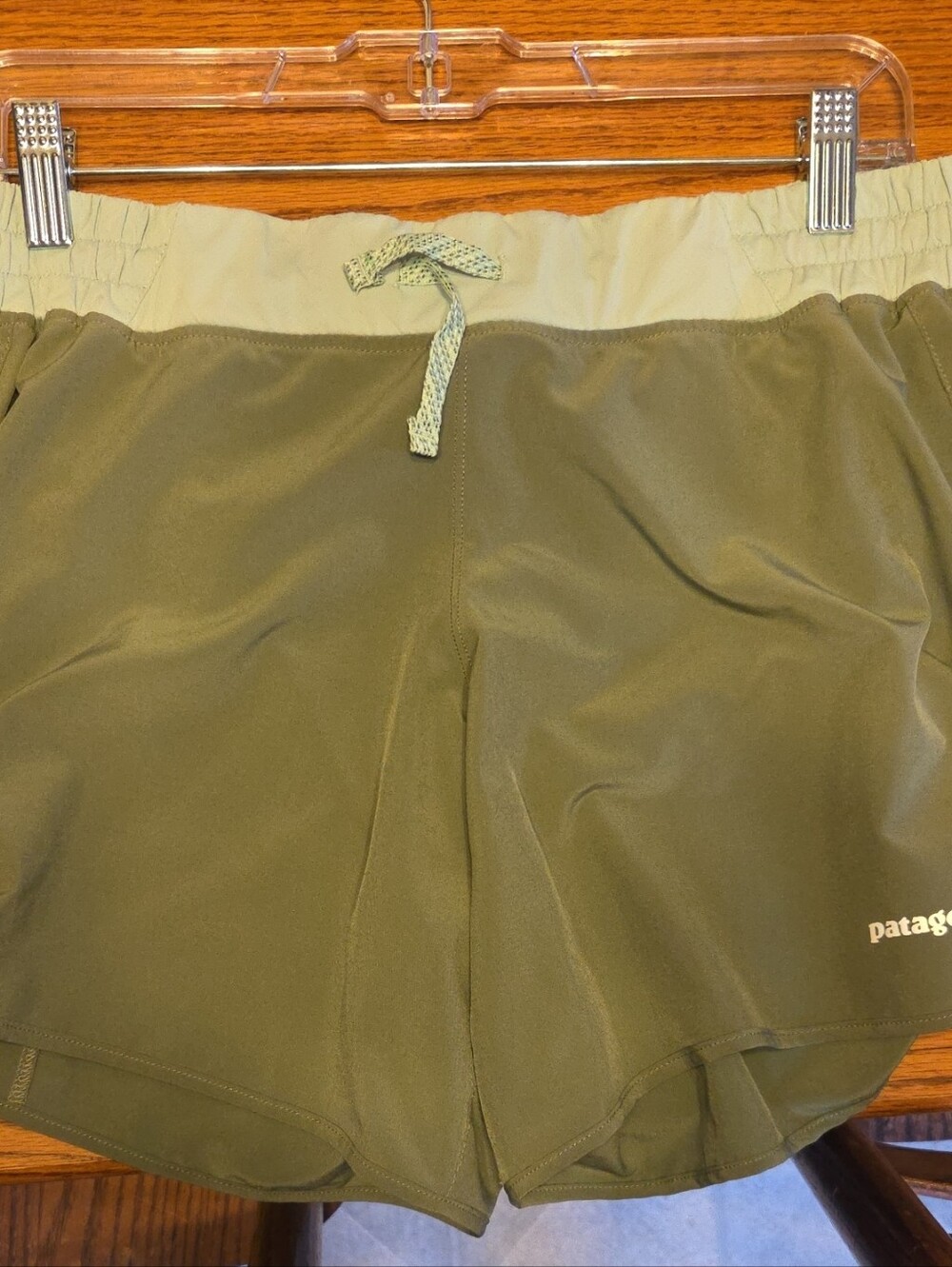 Patagonia Women's Olive and Light Olive Stretch Athletic Shorts
